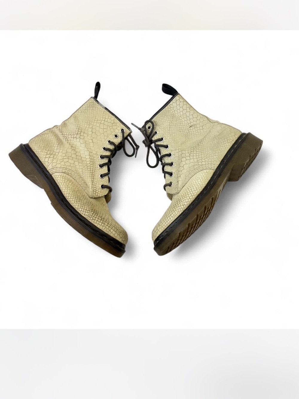 Women's Cream  Dr. Marten reptile  Lace-Up Ankle Boots